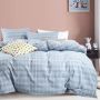 Linen-boutique Washed Cotton Duvet Set 4 Pieces - Stripes Lightsteelblue