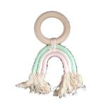 4AKID Rainbow Crochet & Wooden Baby Teething Ring - Green