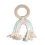 4AKID Rainbow Crochet & Wooden Baby Teething Ring - Green