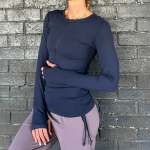 Side Sinch Long Sleeve Zipped Top Aegean - Blue S