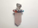 Rose Quartz & Chakra Pendant F411