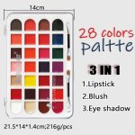 3 In 1 Makeup Palette 28 Colors Lipstick Blush Eye Shadow