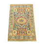 151 X 100CM Afghan Chobi Yellow & Light Blue Hand Woven Bedside Carpet