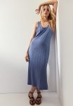 Rib-knit Dress - Blue