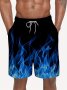 Flame Graphic Digital Print Men's Fashion Drawstring Summer Shorts With Pockets For Beach Pool Party Single Layer Shorts Without Mesh Lining