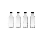 Consol Square Oil Vinegar Bottle With Black Lid 250 Ml 4 Pack