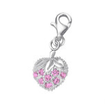 B89 - 925 Sterling Silver Cz Strawberry Charm - Pink Cz Stone