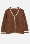 PoP Candy Button Down Cardigan - Rust & White