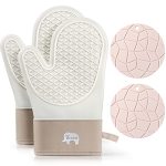 Oven Mitts And Pot Holders Sets For Kitchen 2 Pack Extra Long Heat Resistant Silicone Oven Mitt Heat Resistant 500F With Soft Co