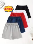 5-PACK Boys Breathable Mesh Quick Dry Casual Track Shorts Set Comfy Shorts For Spring/summer