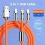3 In 1 Colorful 15W USB Type-C Charger Cable For IPhone/Type-C/Micro USB Charger Cable For IPhone & Other Devices