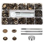 80 Sets Leather Snap Fasteners Kit Betterjonny 15MM Metal Snap Buttons Heavy Duty Press Studs Antique Brass Poppers With 4 Sette