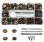 80 Sets Leather Snap Fasteners Kit Betterjonny 15MM Metal Snap Buttons Heavy Duty Press Studs Antique Brass Poppers With 4 Setter Tools For Clothes B