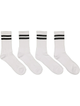 White Crew Socks With Black Stripes - One Size White