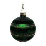 ABR220940-1 Glass Bauble 8CM Green - With Stripes Matt