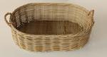 Outdoor Oval Shallow Rattan Basket - Rope Handle