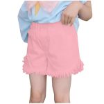 Wodceeke Girls Denim Fringe Shorts Casual Summer Elastic Waist Wide Leg Fashion Lounge Jean Shorts For Kids