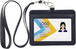 Pu Id Card Holder With Lanyard And Employee Id Card-horizontal Black