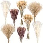 200PCS Artificial Pampas Grass 50 Pampas Grass Decorations 30 Natural Dried Feather Grass 120 Natural Rabbit Tail Grass Bohemian