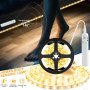 1PC Warm White LED Induction Strip Light For Home Decor - Flexible Glue Back Lamp Lights For Stairs Porch Wardrobe Study Bedroom - Battery-free