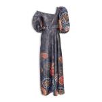 Grey Floral Satin Dress