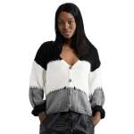 Blanket Stitch Detail Striped Cardi - Black Free