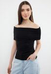 Carmen Collar Knit Blouse - Black