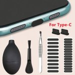 7PCS Dust Plugs For Type-c Mobile Phone Holes Mobile Phone Cleaning Brush Mobile Phone Speaker Protection Stickers Dust Stickers