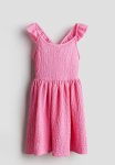 Flounce-trimmed Jersey Dress - Pink