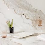 Oval Marble Server With Metal Legs