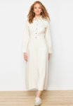 Plain Shirt Maxi Denim Dress - Ecru
