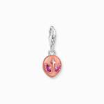 Charm Pendant - Alien With Red Cold Enamel And Red Stones Silver