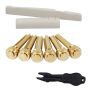 Acoustic Guitar Bridge Saddle Pins Set   Brass & Bone Nut