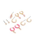 Goldair Gold Diamante & Pink Enamel Hoop Earrings 5-PACK