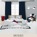 Kids Duvet Set Planes Grey Lines
