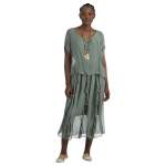 Double Layer Silk Frill Maxi Dress - Jade Free