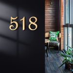 1PC 1.97INCH 5CM Acrylic House Number Golden Mailbox Number With Adhesive Backing - House Address Plastic Door Mount Number Sign
