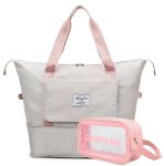 Expandable Foldable Waterproof Travel Gym Duffel Bag With Keyring Accessory