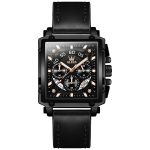 Fully Automatic Quartz Square Watch Leather Band For Men