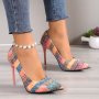 Women's Striped Pattern Stiletto Heels Elegant Point Toe Dress Pumps Fashion Slip On Heels