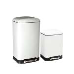 2 Piece Dustbin Set White