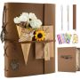 Scrapbook Photo Album 100 Pages Leather Memory Book For Family
