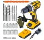 26 PC Wireless Impact Drill Set With 2 Lithium Battery Packs Case & Gloves