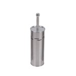 Toilet Brush With Round Stainless Steel Holder - Silver