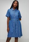 STELLAR Womens Half Sleeve Button Through Dress In Mid Wash Denim - Mid Wash 16