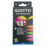 Giotto Fluo Brush Pens Flexible Brush Tip 6PC