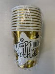 Happy Birthday Cups Gold
