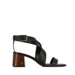 Square Toe Leather Sandal -black