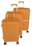 Smte Mooistar Unbreakable Travel Luggage 3 Piece Suitcases Spinner Orange With Keychain