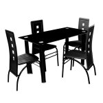 Dining Set Glass 1+4 Black